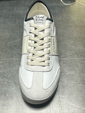 Scotch & Soda White Low-Top Men’s Sneaker with Cream Accents
